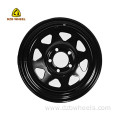 8 spoke black white 15x8 steel wagon wheel